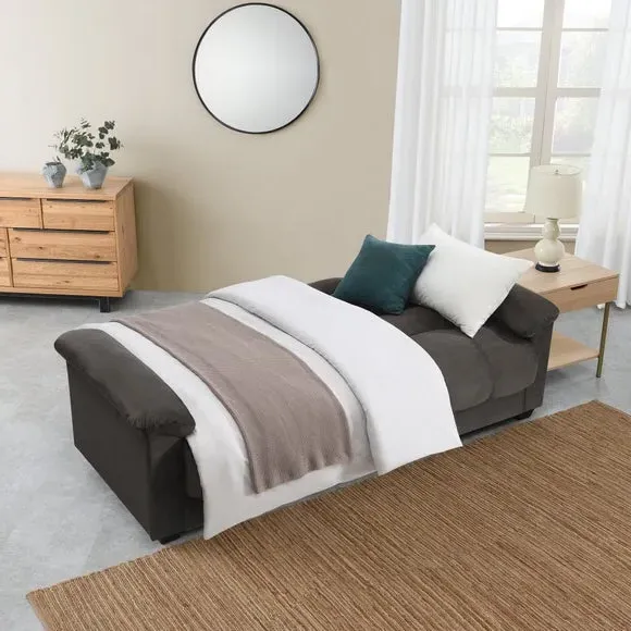 3-Seater Sofa Bed with Storage - Mink, Velvet