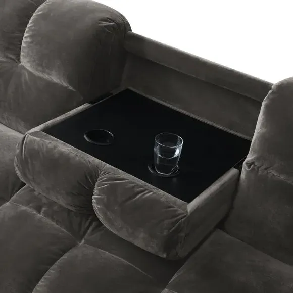 3-Seater Sofa Bed with Storage - Mink, Velvet