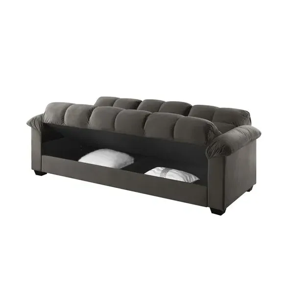 3-Seater Sofa Bed with Storage - Mink, Velvet