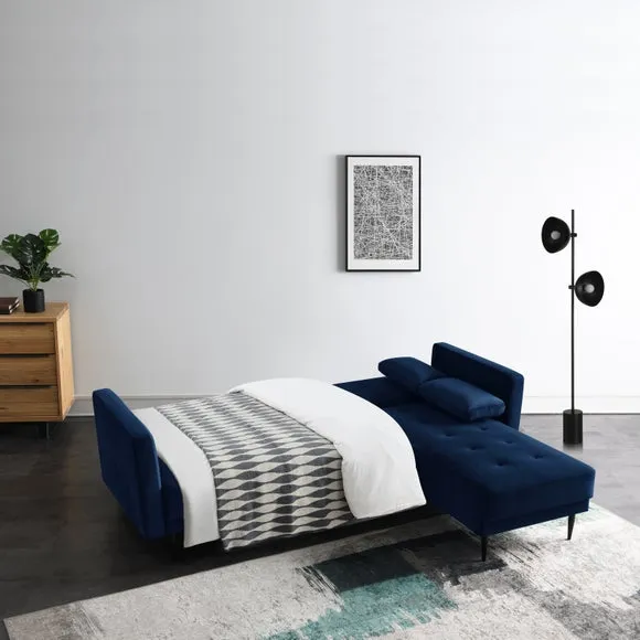 Corner Double Sofa Bed with Storage - Midnight, Velvet