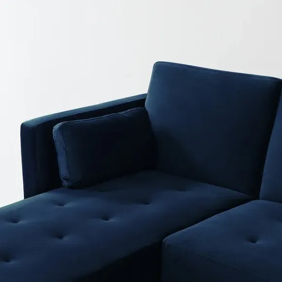 Corner Double Sofa Bed with Storage - Midnight, Velvet