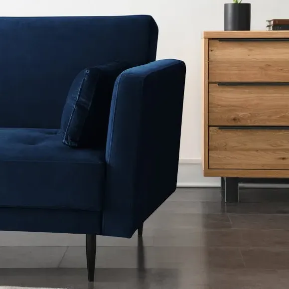 Corner Double Sofa Bed with Storage - Midnight, Velvet
