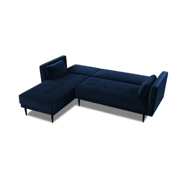Corner Double Sofa Bed with Storage - Midnight, Velvet