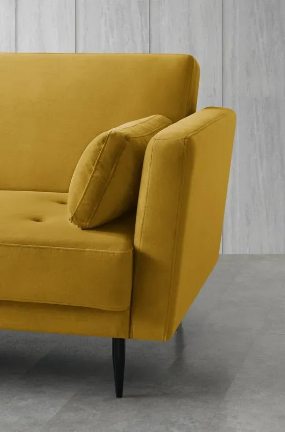 Corner Double Sofa Bed with Storage - Mustard, Velvet