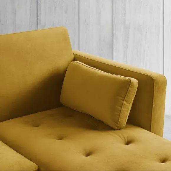 Corner Double Sofa Bed with Storage - Mustard, Velvet