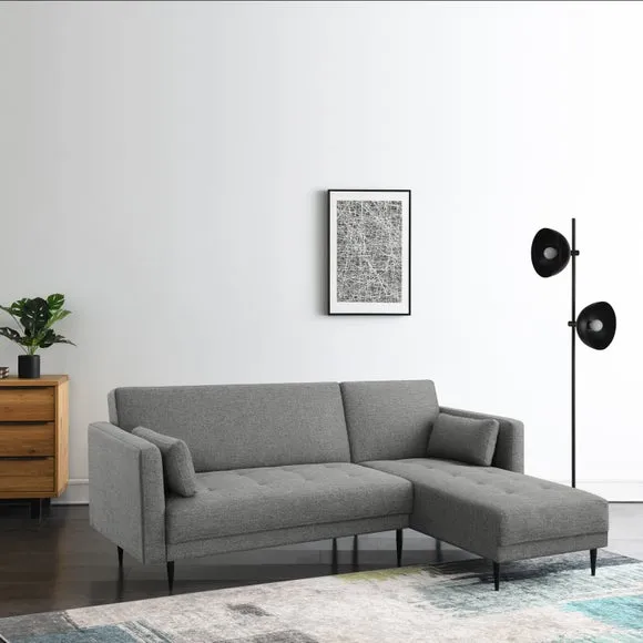 Corner Sofa Bed with Clic Clac - Pebble Grey