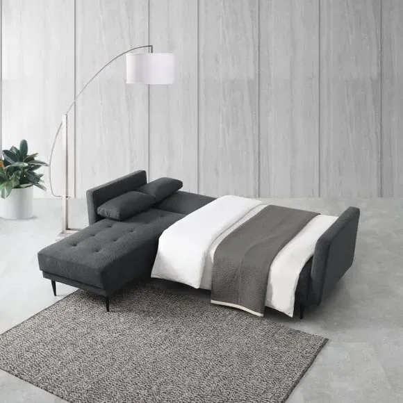 Corner Sofa Bed with Clic Clac - Steel Grey