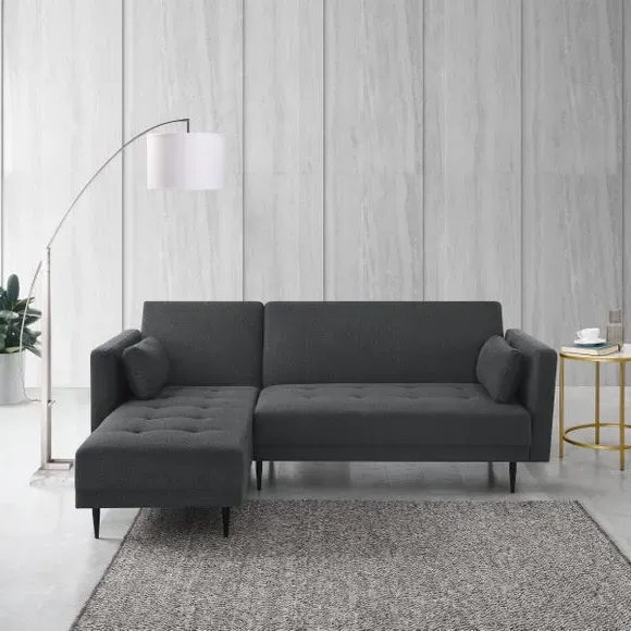 Corner Sofa Bed with Clic Clac - Steel Grey