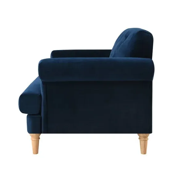 Tufted Armchair with Rolled Arms - Midnight, Velvet