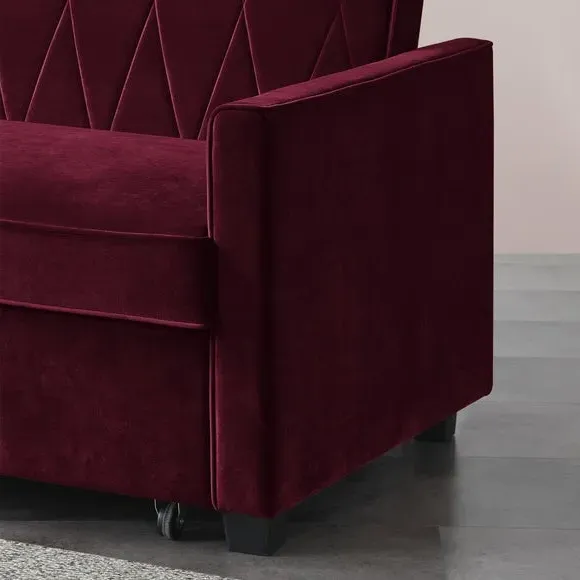 2-Seater Sofa Bed with Clic Clac - Burgundy, Velvet