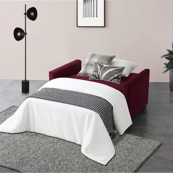 2-Seater Sofa Bed with Clic Clac - Burgundy, Velvet image