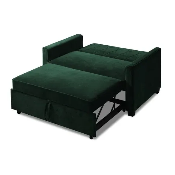 2-Seater Sofa Bed with Clic Clac - Green, Velvet