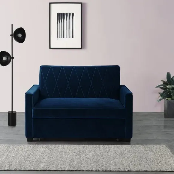 2-Seater Sofa Bed with Clic Clac - Midnight, Velvet