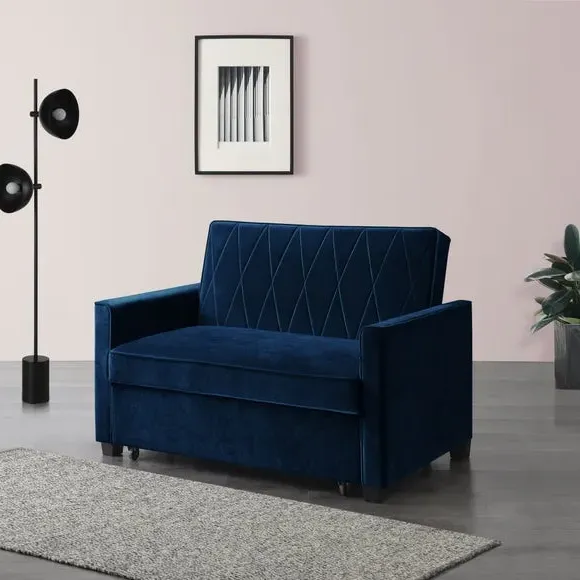 2-Seater Sofa Bed with Clic Clac - Midnight, Velvet