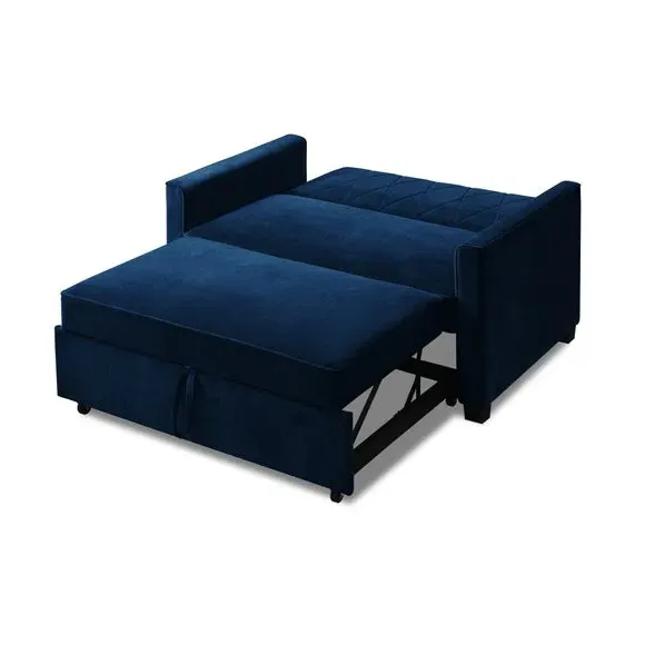 2-Seater Sofa Bed with Clic Clac - Midnight, Velvet