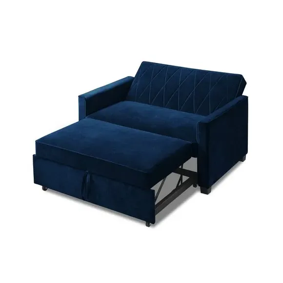 2-Seater Sofa Bed with Clic Clac - Midnight, Velvet