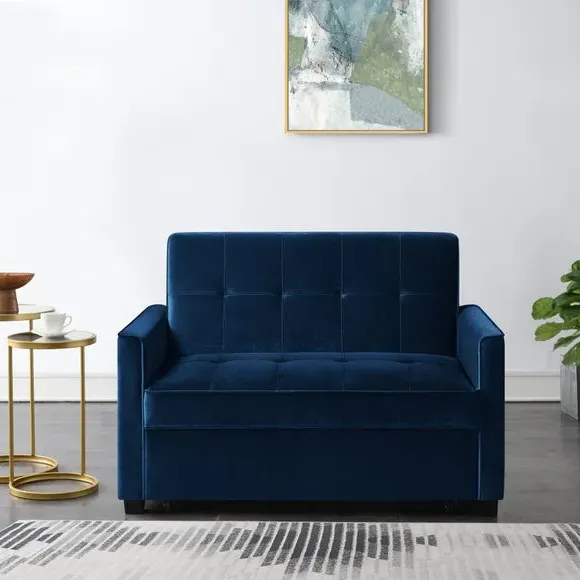 2-Seater Sofa Bed with Clic Clac - Midnight, Velvet