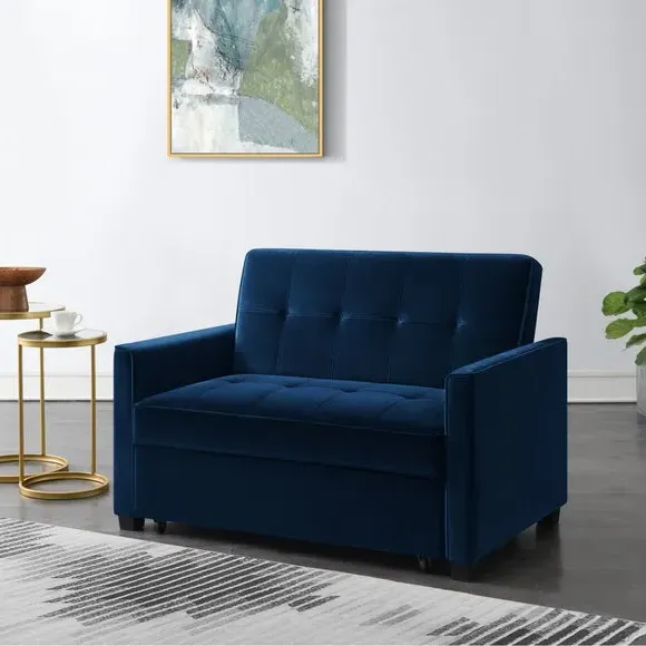 2-Seater Sofa Bed with Clic Clac - Midnight, Velvet
