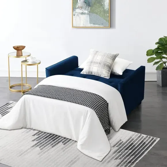 2-Seater Sofa Bed with Clic Clac - Midnight, Velvet