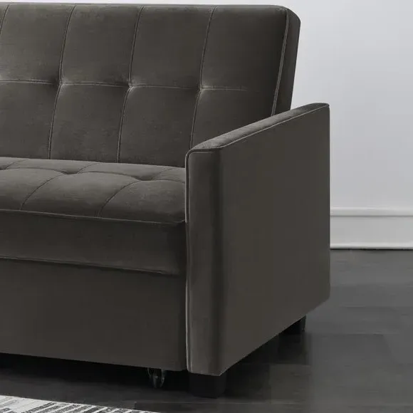 2-Seater Sofa Bed with Clic Clac - Mink, Velvet