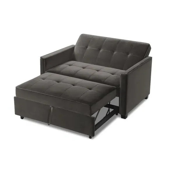 2-Seater Sofa Bed with Clic Clac - Mink, Velvet