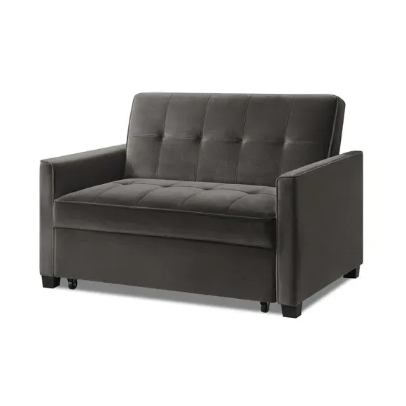 2-Seater Sofa Bed with Clic Clac - Mink, Velvet