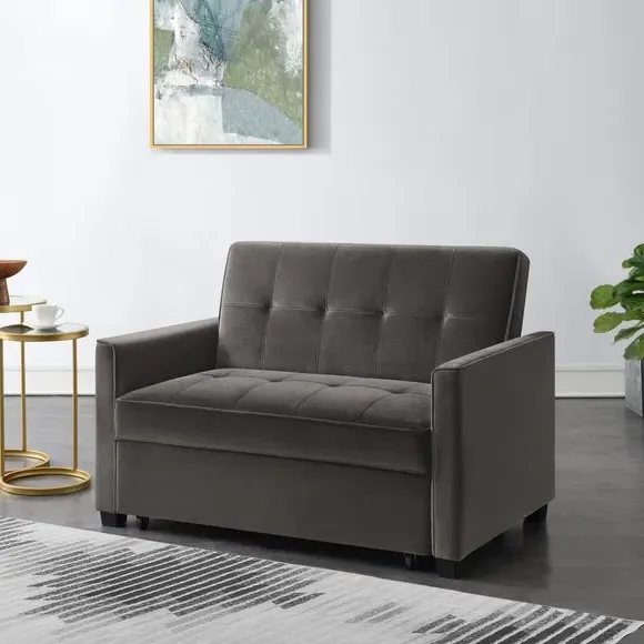 2-Seater Sofa Bed with Clic Clac - Mink, Velvet