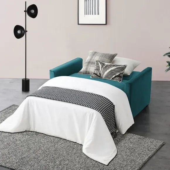 2-Seater Sofa Bed with Clic Clac - Teal, Velvet
