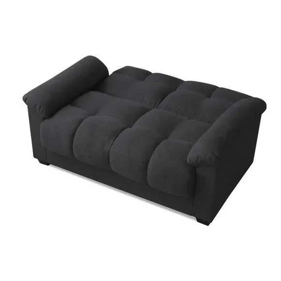 2-Seater Sofa Bed with Storage - Dark Grey, Chenille