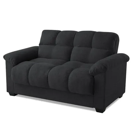 2-Seater Sofa Bed with Storage - Dark Grey, Chenille