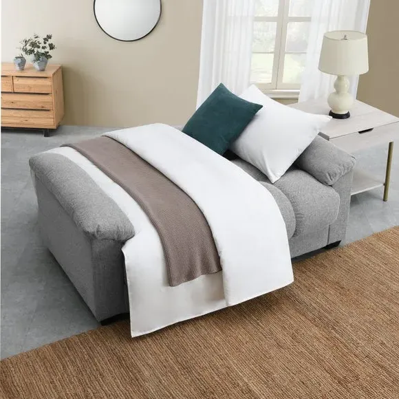 2-Seater Sofa Bed with Storage - Grey, Chenille