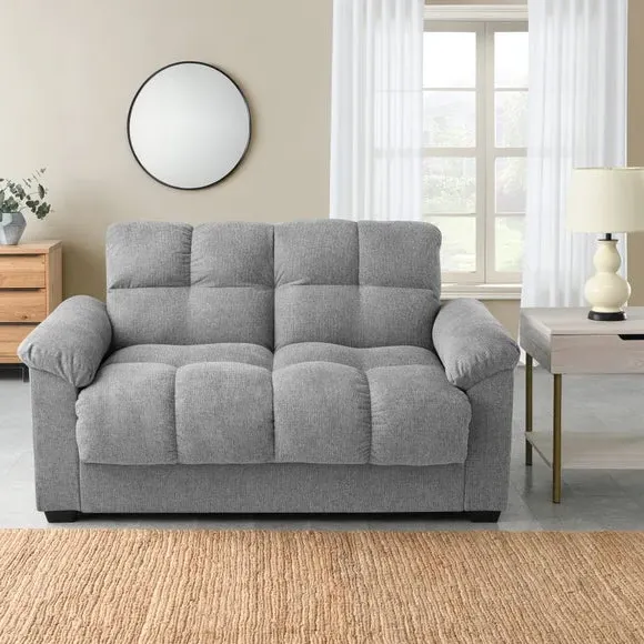 2-Seater Sofa Bed with Storage - Grey, Chenille