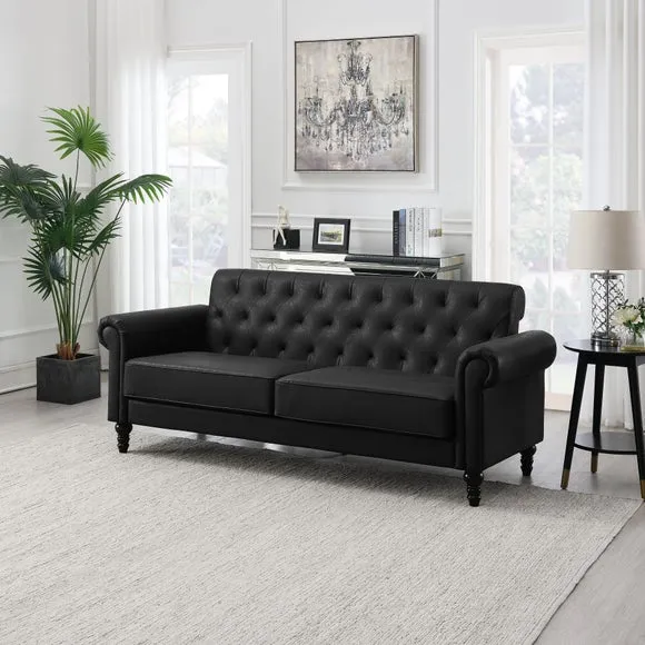 3-Seater Sofa with Removable Cushions - Black