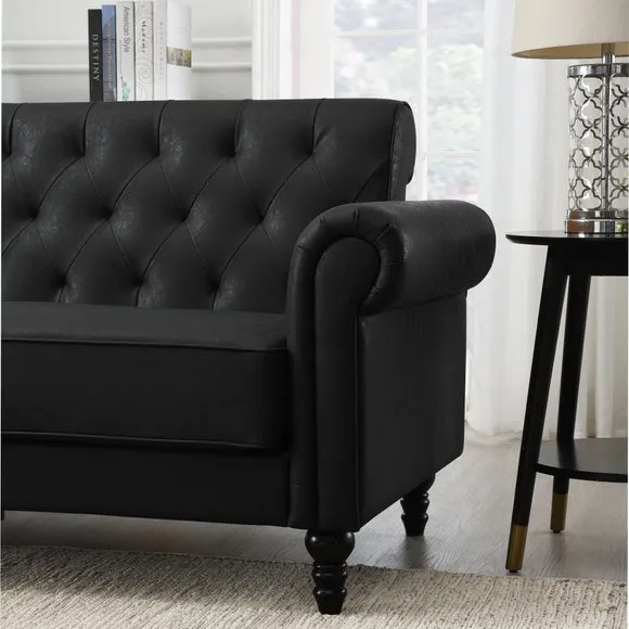 3-Seater Sofa with Removable Cushions - Black
