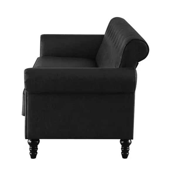 3-Seater Sofa with Removable Cushions - Black