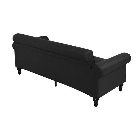 3-Seater Sofa with Removable Cushions - Black