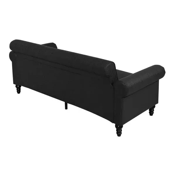 3-Seater Sofa with Removable Cushions - Black