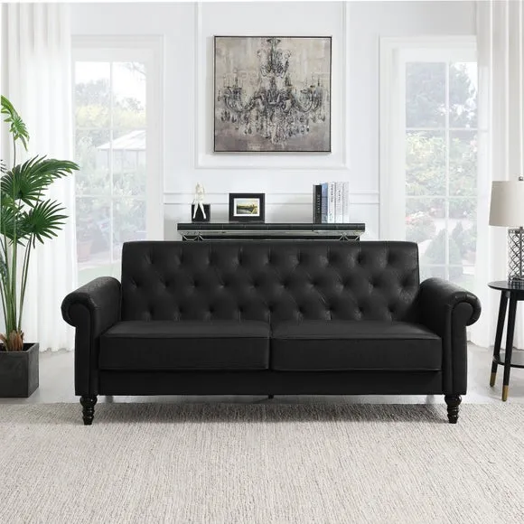 3-Seater Sofa with Removable Cushions - Black