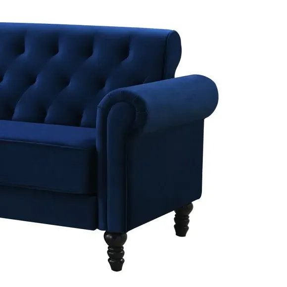 3-Seater Sofa with Removable Cushions - Blue, Velvet