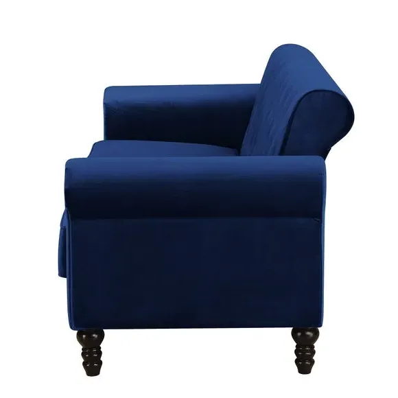 3-Seater Sofa with Removable Cushions - Blue, Velvet