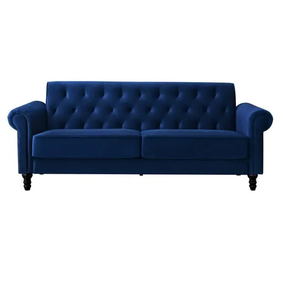 3-Seater Sofa with Removable Cushions - Blue, Velvet