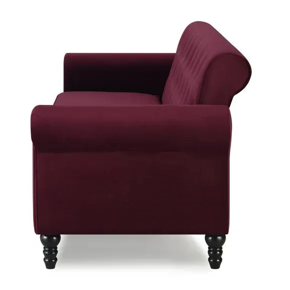 3-Seater Sofa with Removable Cushions - Burgundy, Velvet