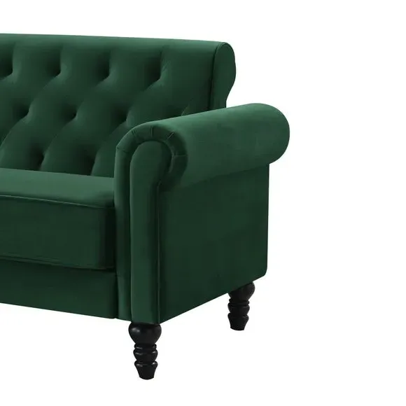 3-Seater Sofa with Removable Cushions - Green, Velvet