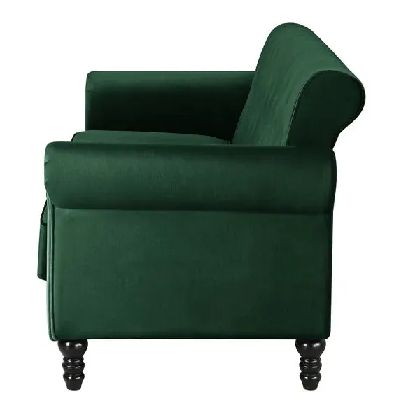 3-Seater Sofa with Removable Cushions - Green, Velvet