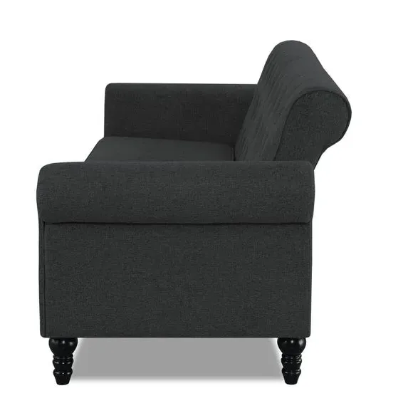 3-Seater Sofa with Removable Cushions - Grey, Chenille
