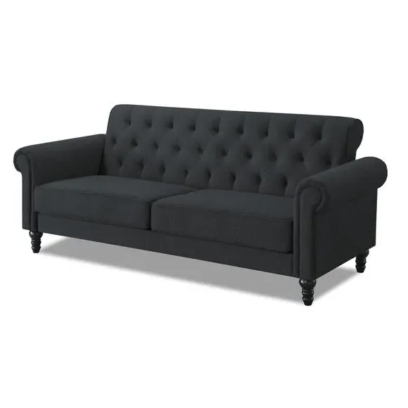 3-Seater Sofa with Removable Cushions - Grey, Chenille