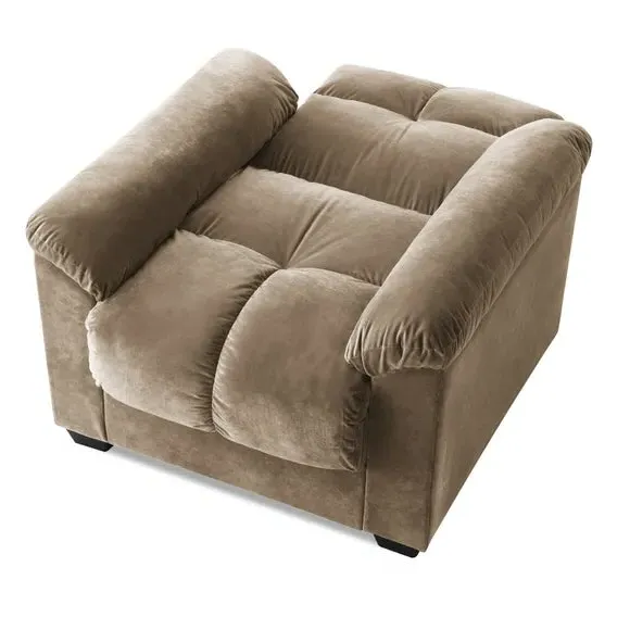 Reclining Armchair with Cloud Cushion - Brown, Velvet