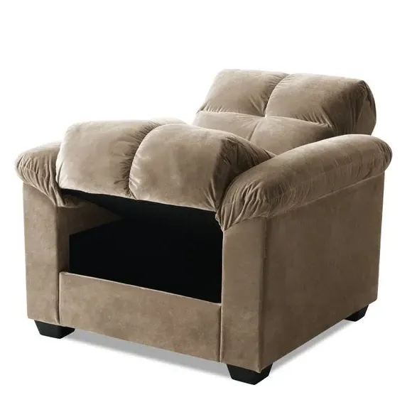 Reclining Armchair with Cloud Cushion - Brown, Velvet