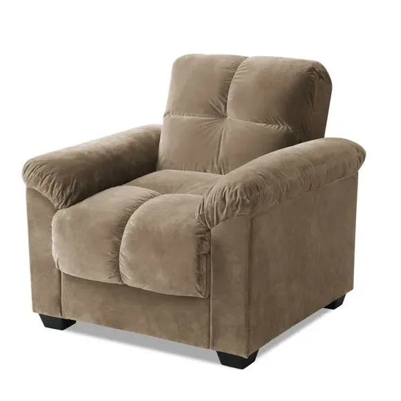 Reclining Armchair with Cloud Cushion - Brown, Velvet