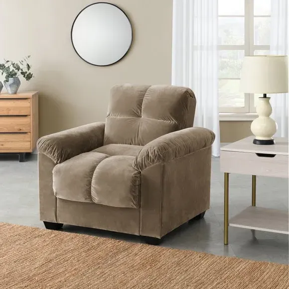 Reclining Armchair with Cloud Cushion - Brown, Velvet image